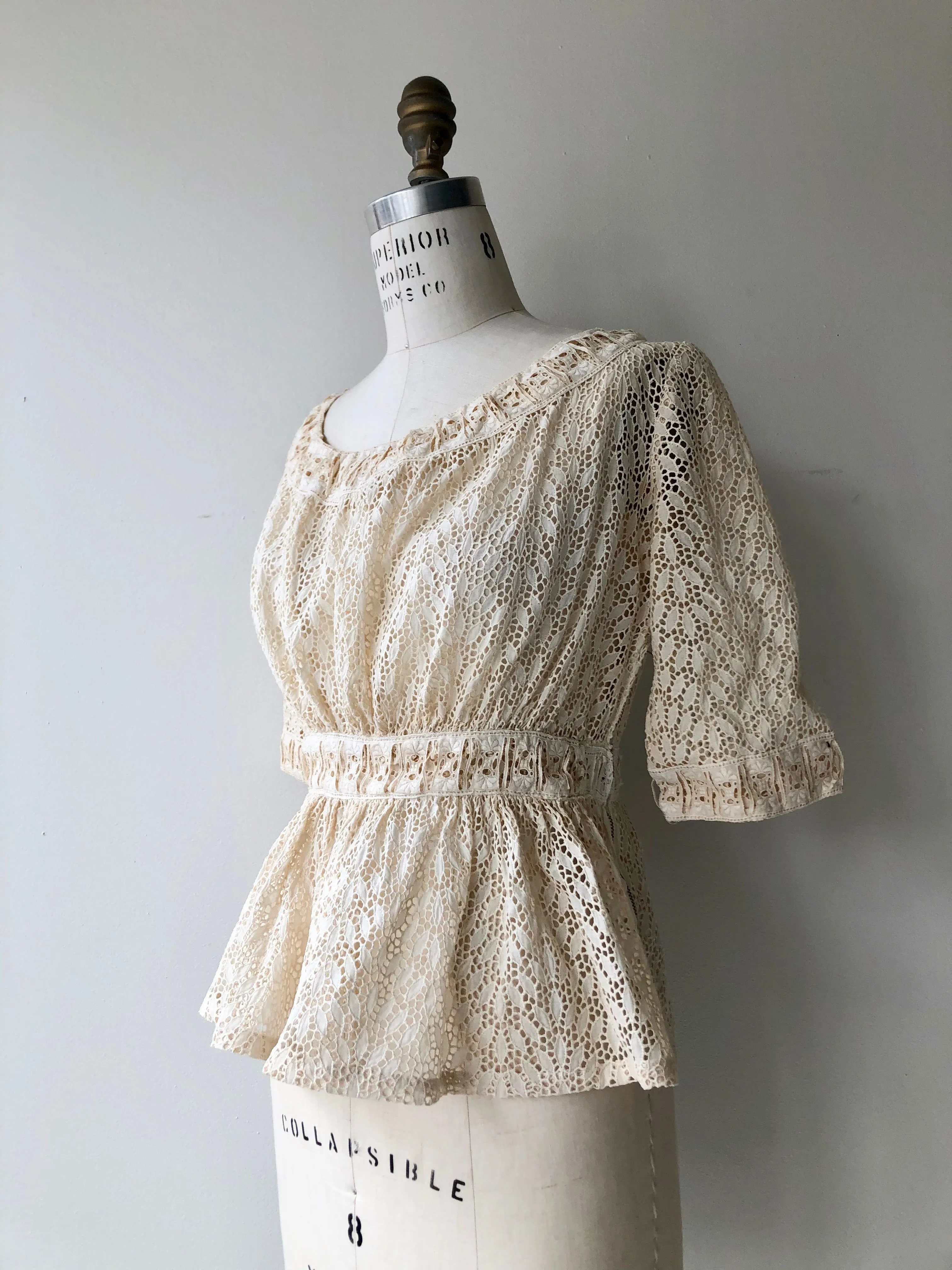 1930s Lace Peplum Blouse