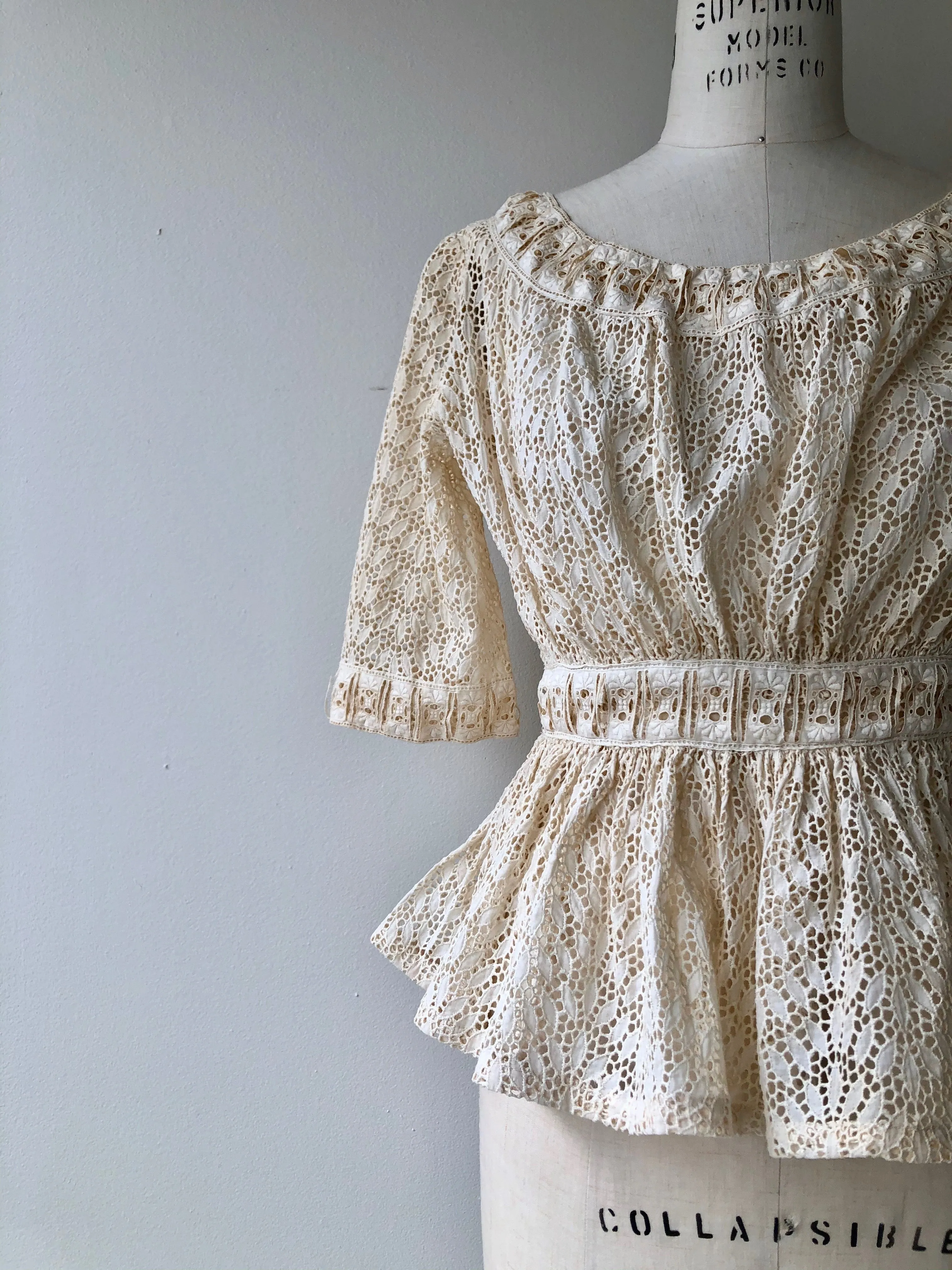 1930s Lace Peplum Blouse