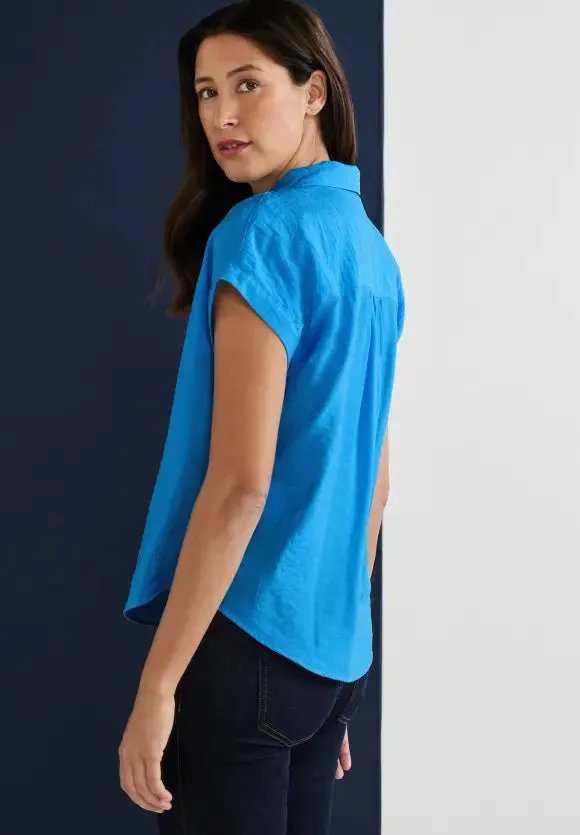 343854- Splash Blue Collared Blouse - Street One