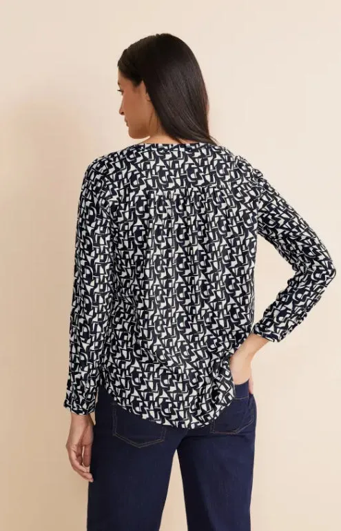 344553- Navy Print Blouse - Street One