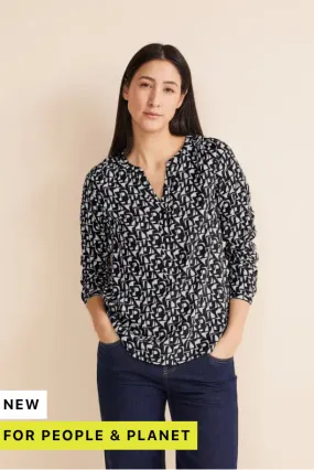 344553- Navy Print Blouse - Street One