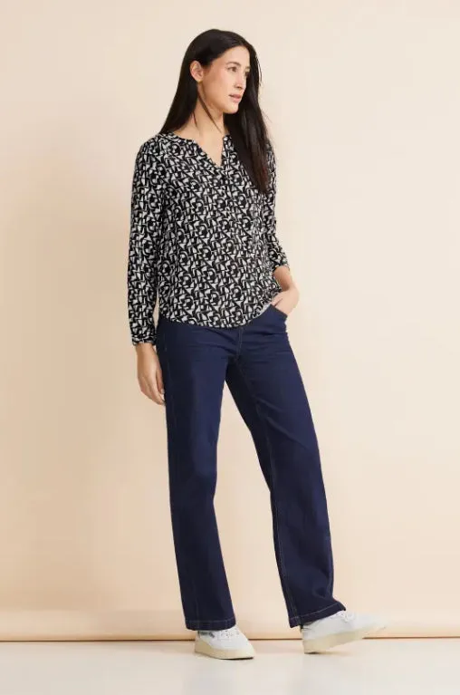 344553- Navy Print Blouse - Street One