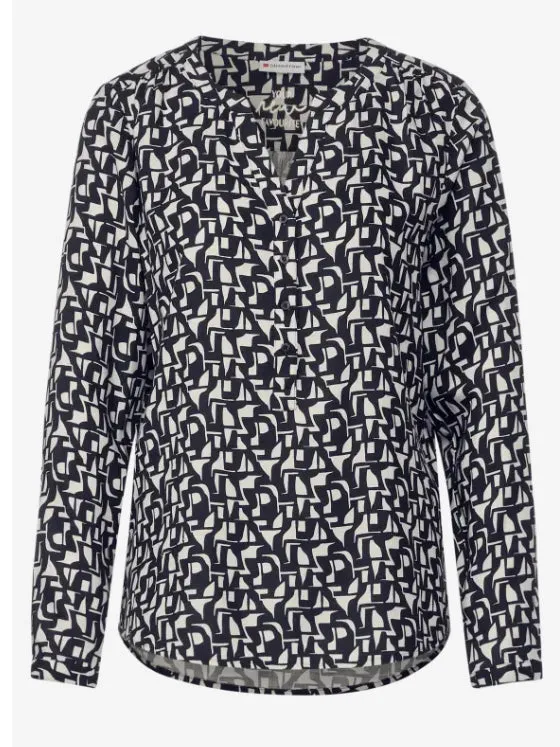 344553- Navy Print Blouse - Street One