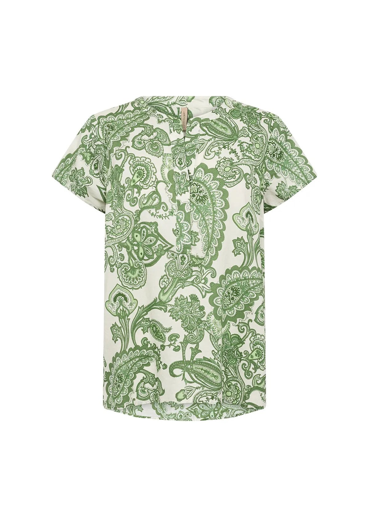 40547-  Green & White Soft Paisley Blouse - Soya Concept