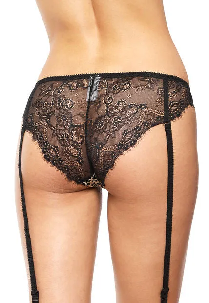 Animal Print Panty with Garters - Lace