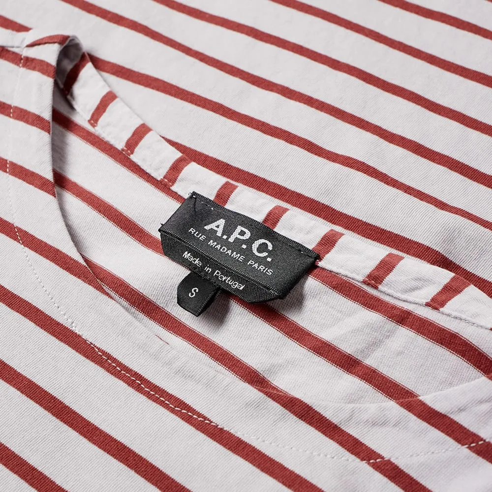 A.P.C. Long Sleeve Joey Stripe TeeGrey