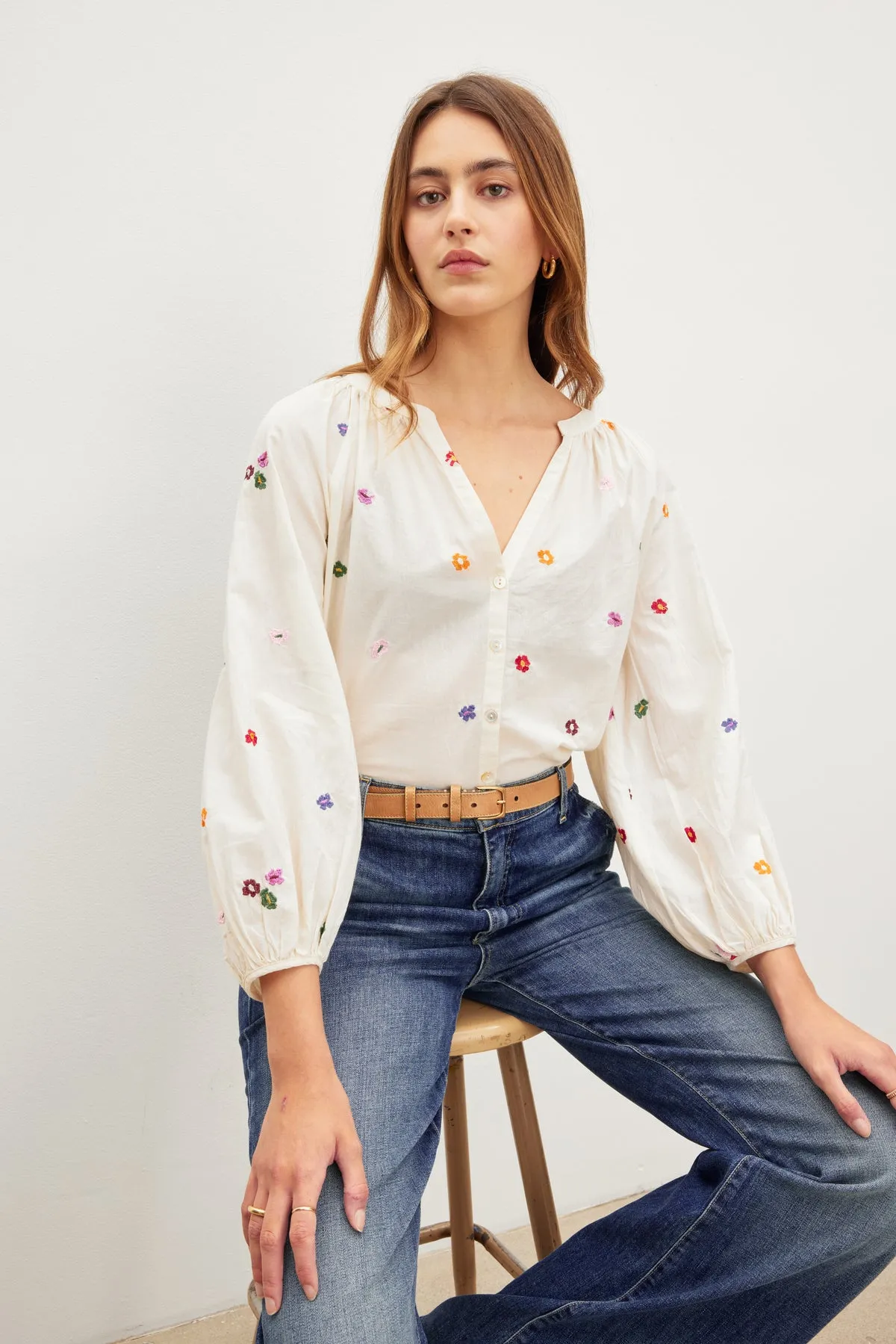 ARETHA EMBROIDERED BOHO TOP