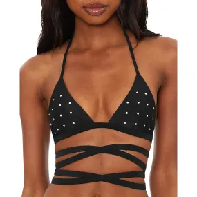 Beach Riot Womens Winnie Embellised Strappy Bikini Swim top