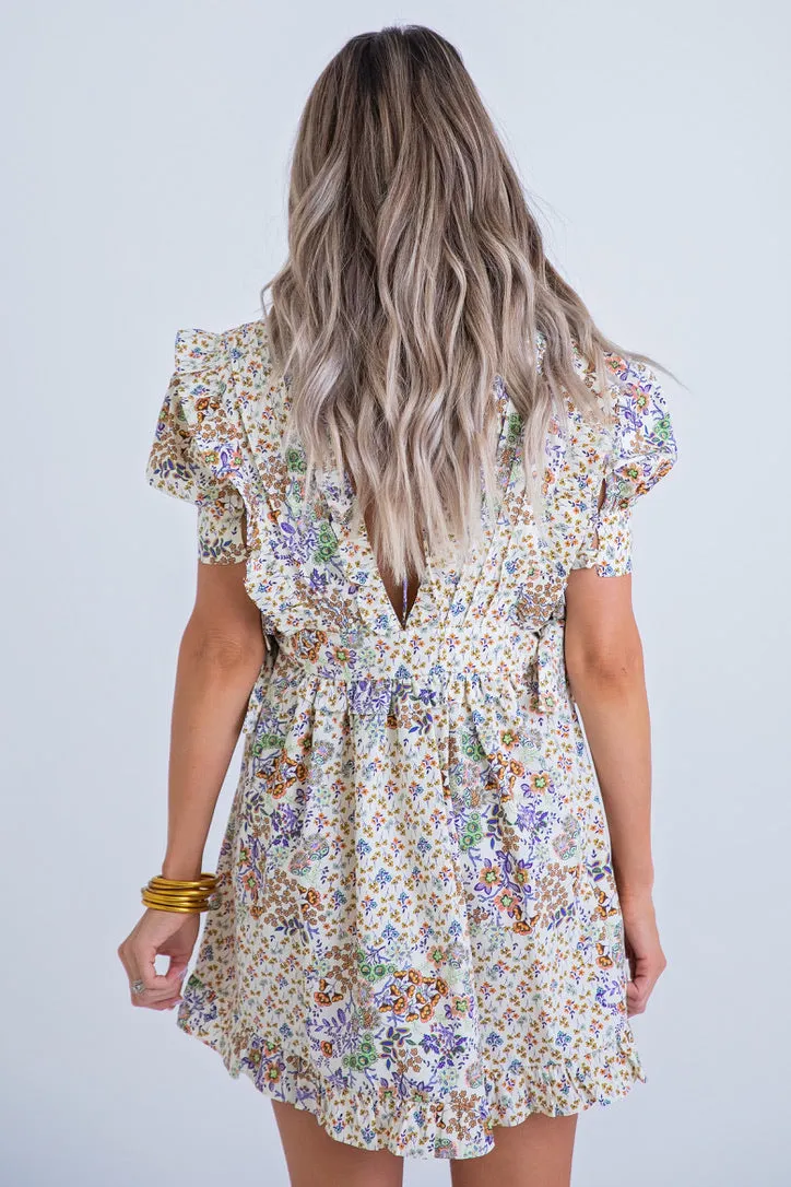 Boho Floral Poplin Dress