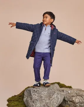 Boy's Hooded Quilt Jacket in Navy from Crew Clothing Company