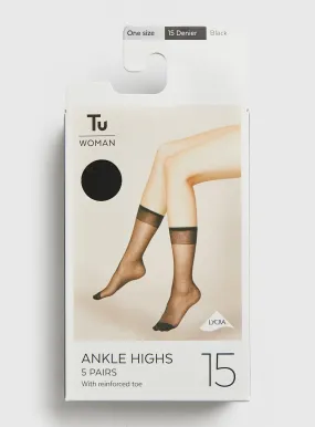 Buy Black 15 Denier Ankle Tights 5 Pack One Size | Tights | Tu