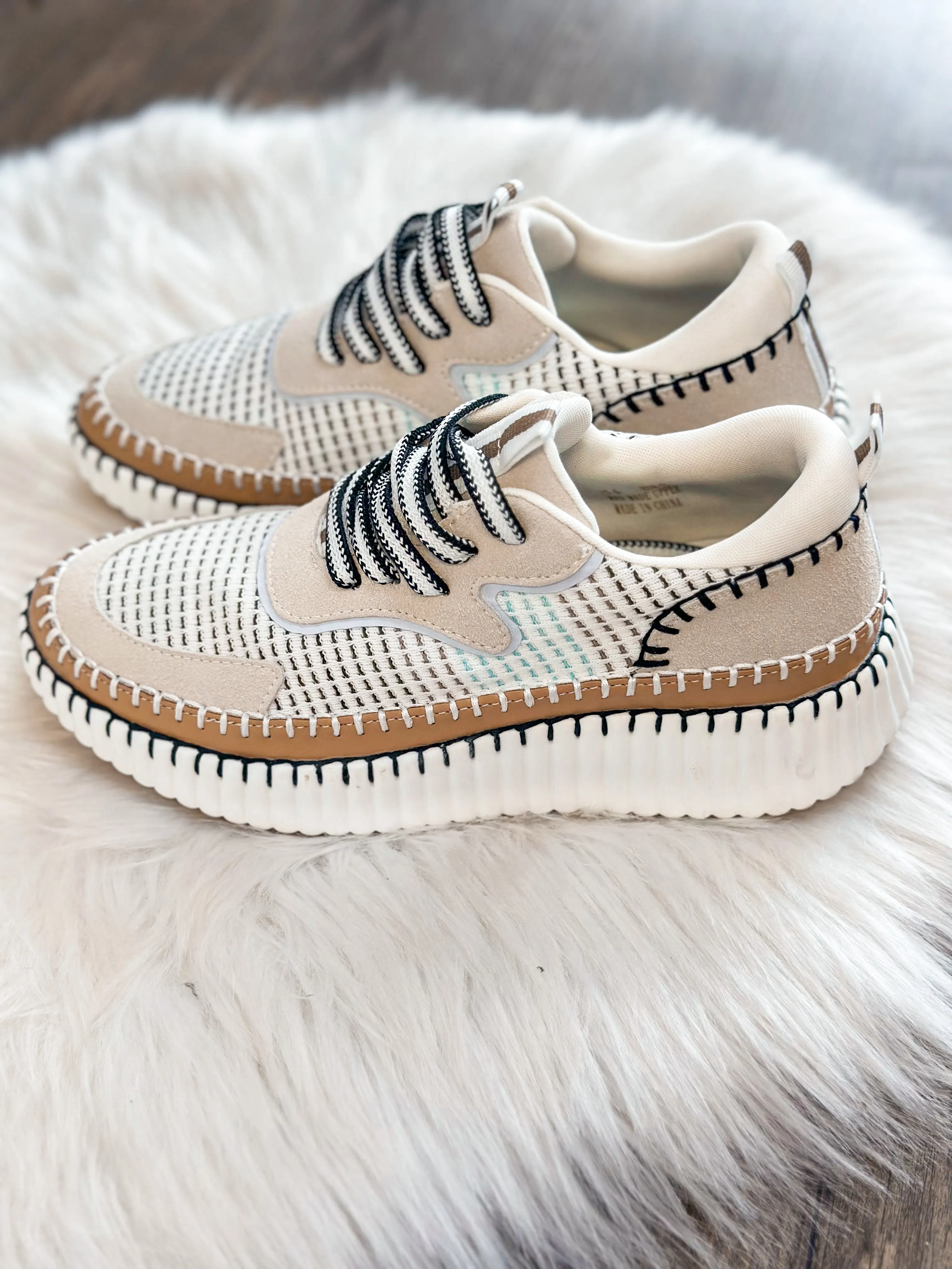 CHLOE KNIT SNEAKER-BEIGE