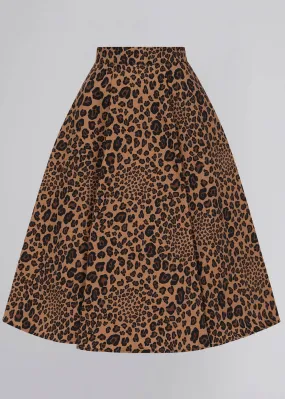 Collectif Milla Leopard 50's Swing Skirt Brown