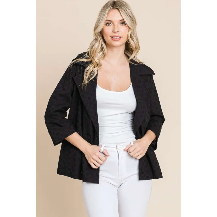 Culture Code Double Breasted Eyelet Jacket with Pockets