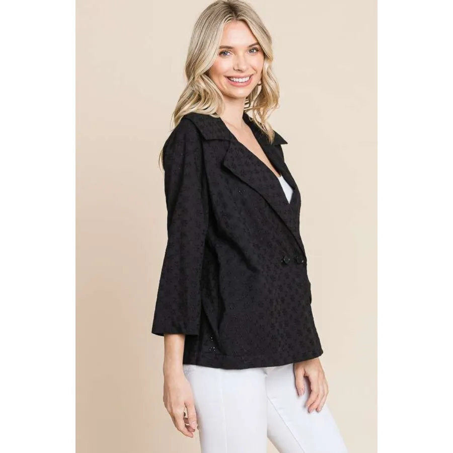 Culture Code Double Breasted Eyelet Jacket with Pockets