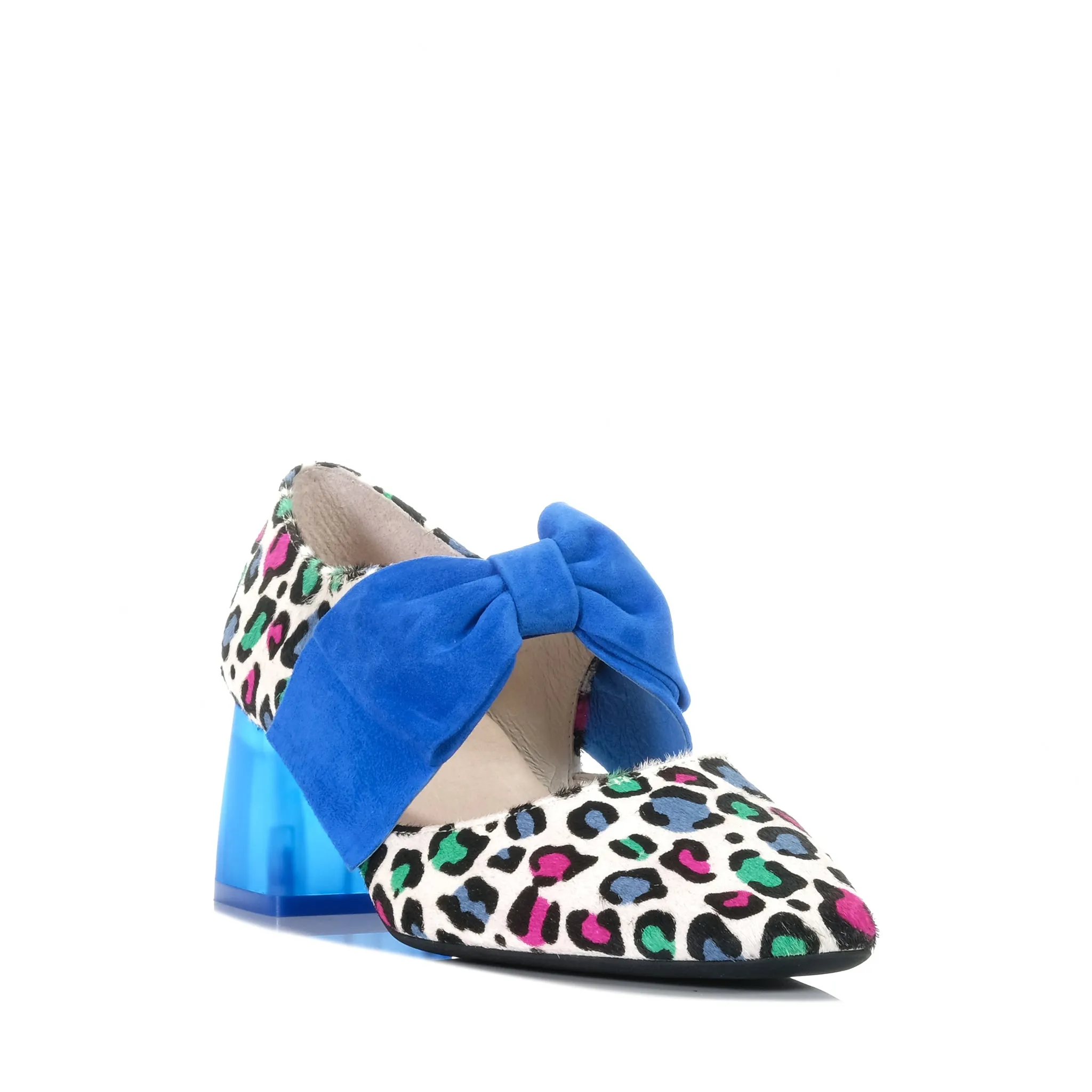 Django & Juliette Misha Cobalt Leopard Pony Suede