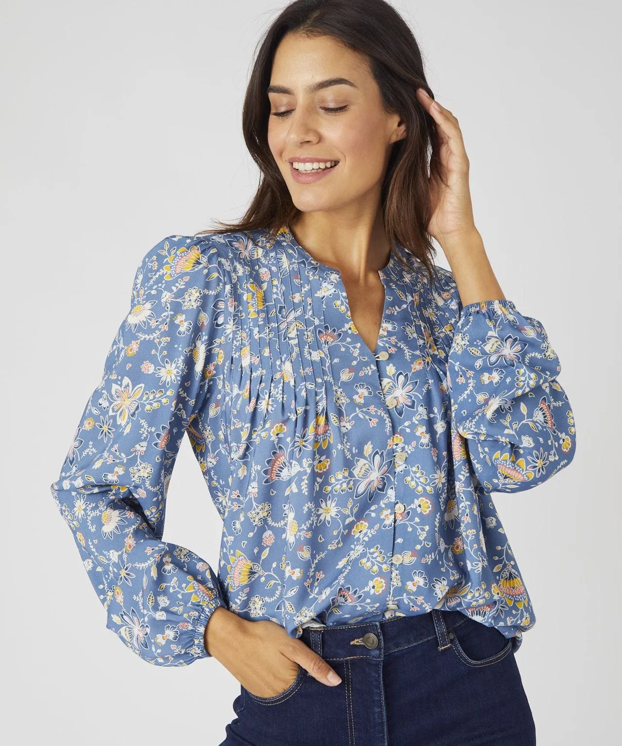 Floral Print Pull-on Blouse