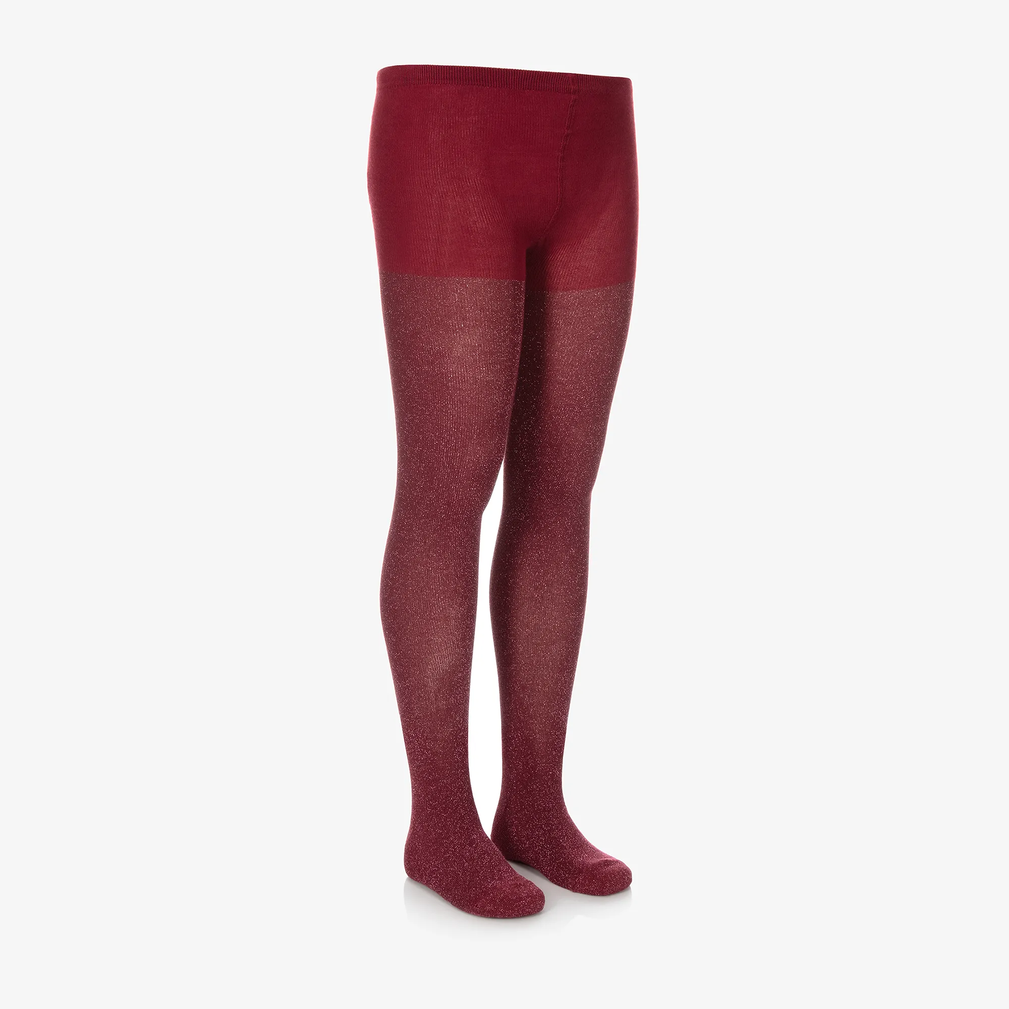 Girls Red Cotton Glitter Tights