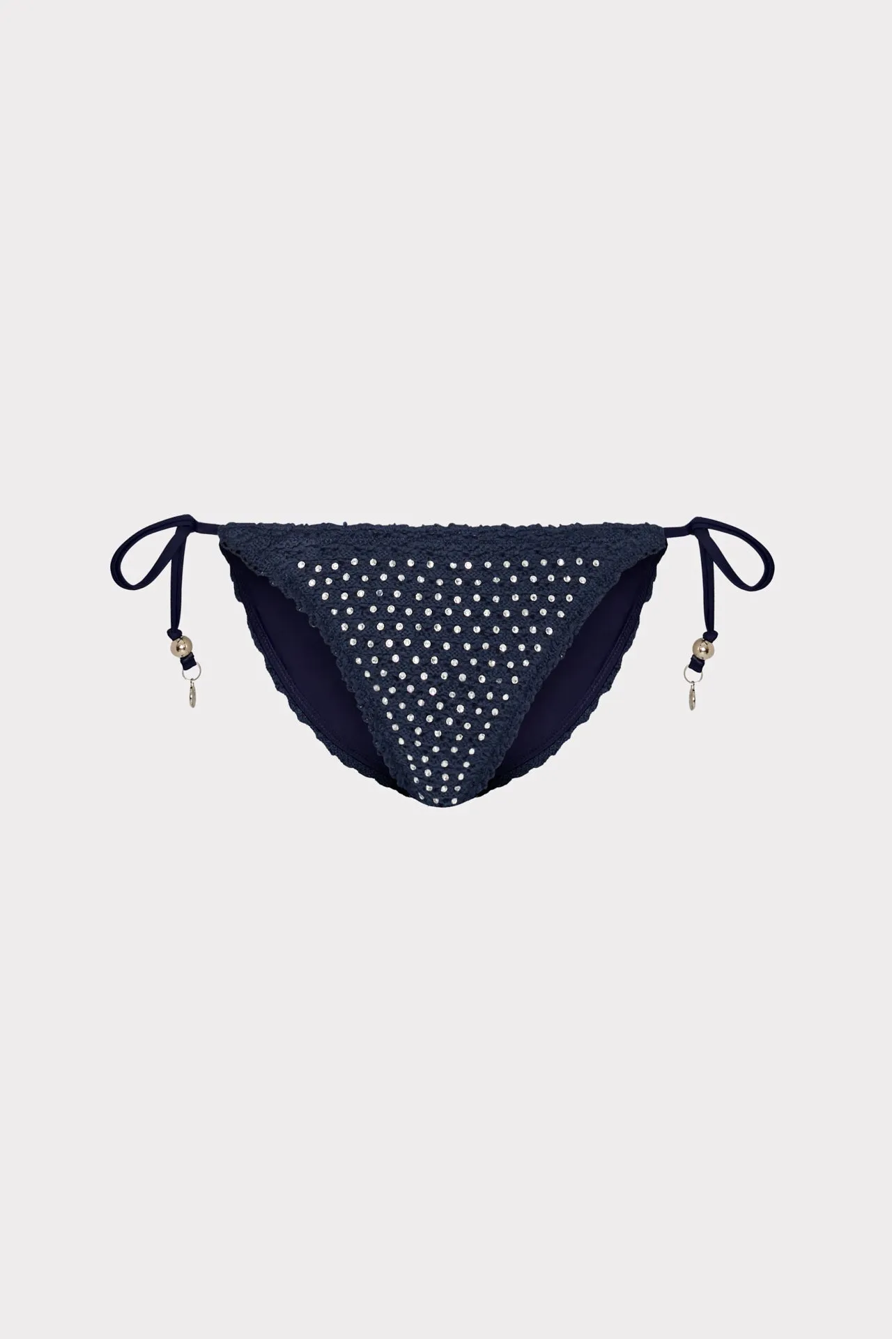 Glimmer String Bikini Bottom With Crystal Applique