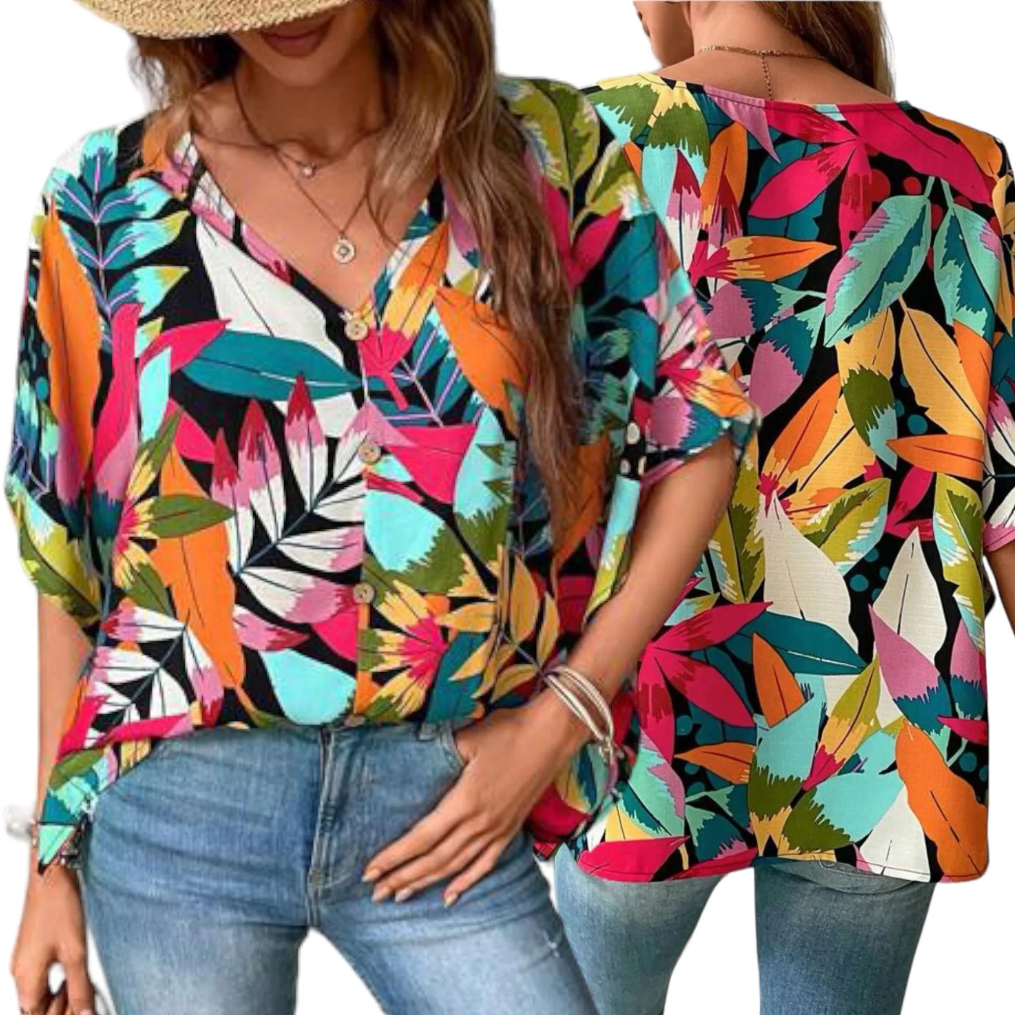 GYPSY Oversized Full Tropics Printed Top