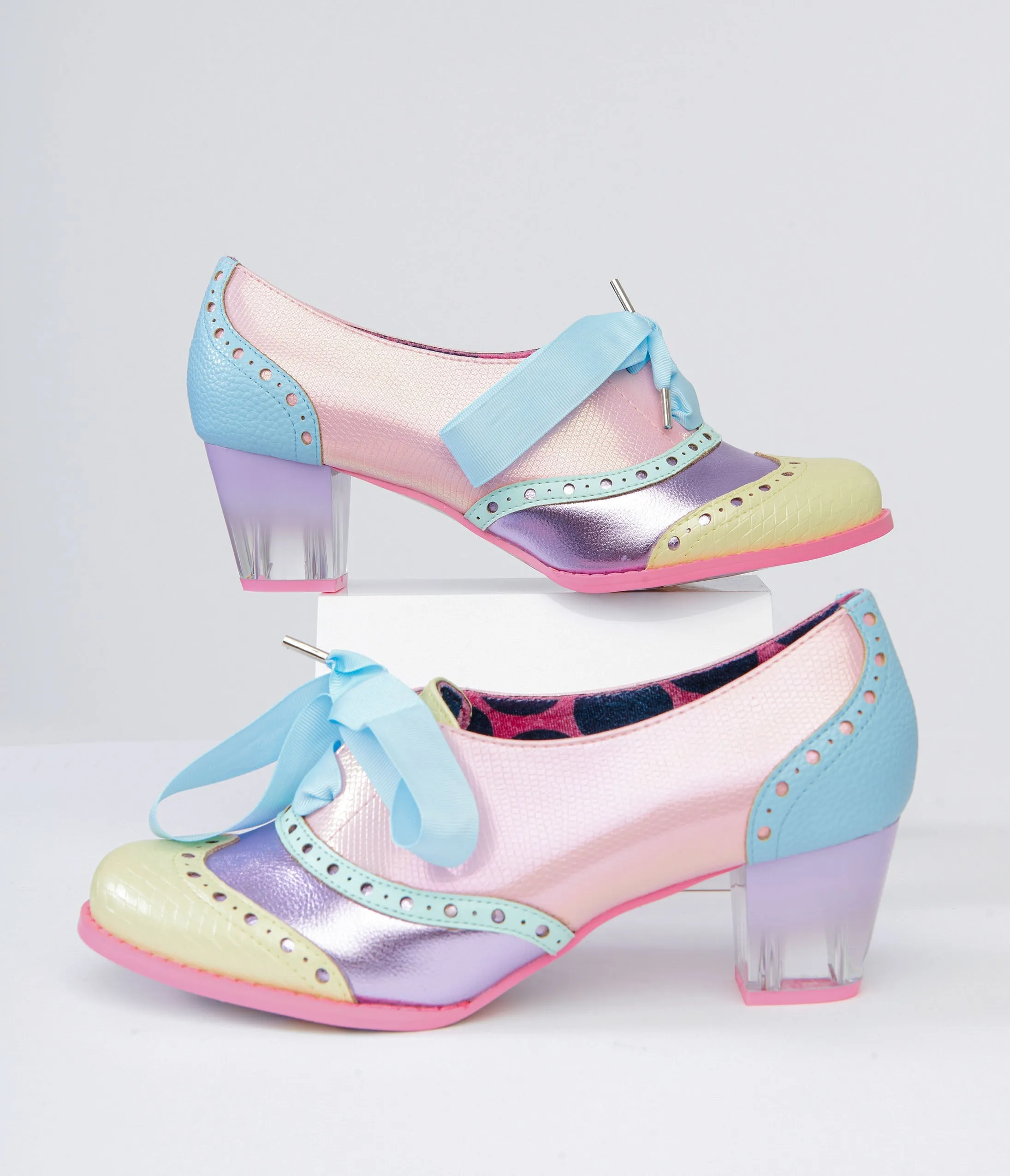 Irregular Choice Rainbow Pastel Lace Up Heels