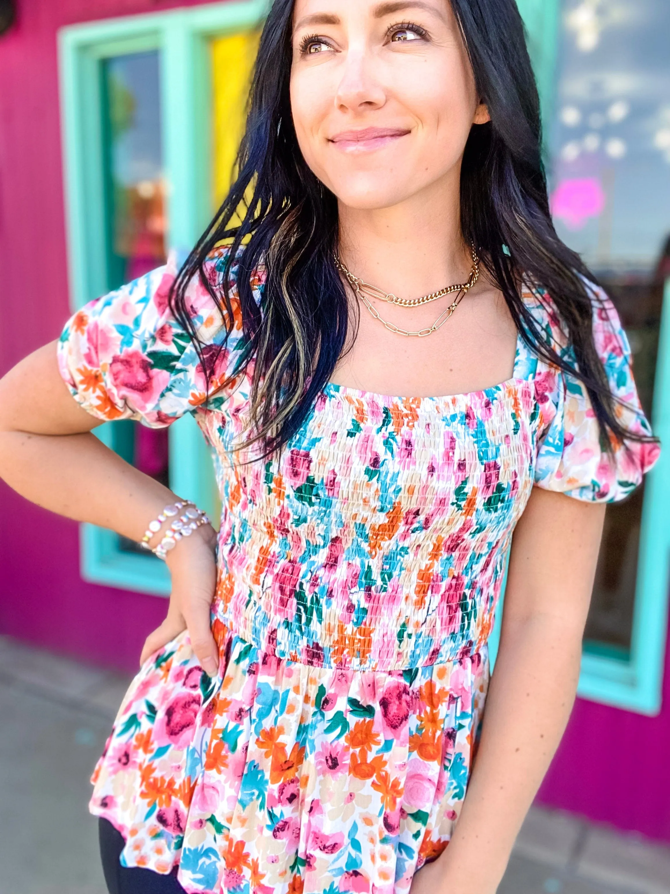 Jodifl Hippie Floral Top Pink