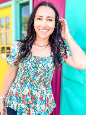 Jodifl Hippie Floral Top Teal