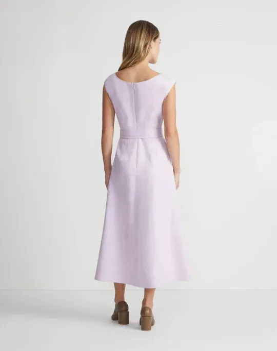 Lafayette 148 Fit & Flare Belted Dress in Dried Blossom