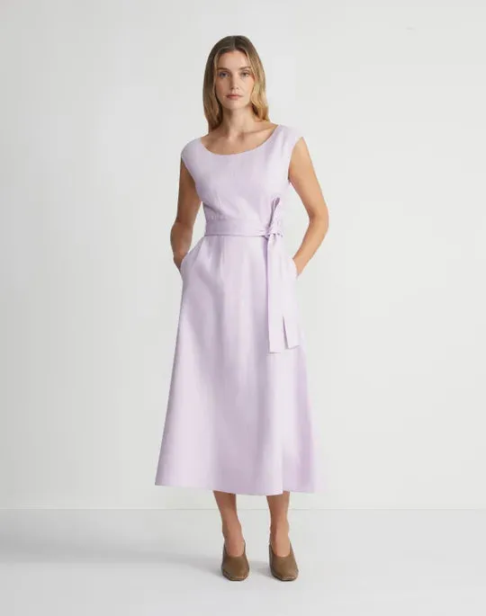 Lafayette 148 Fit & Flare Belted Dress in Dried Blossom