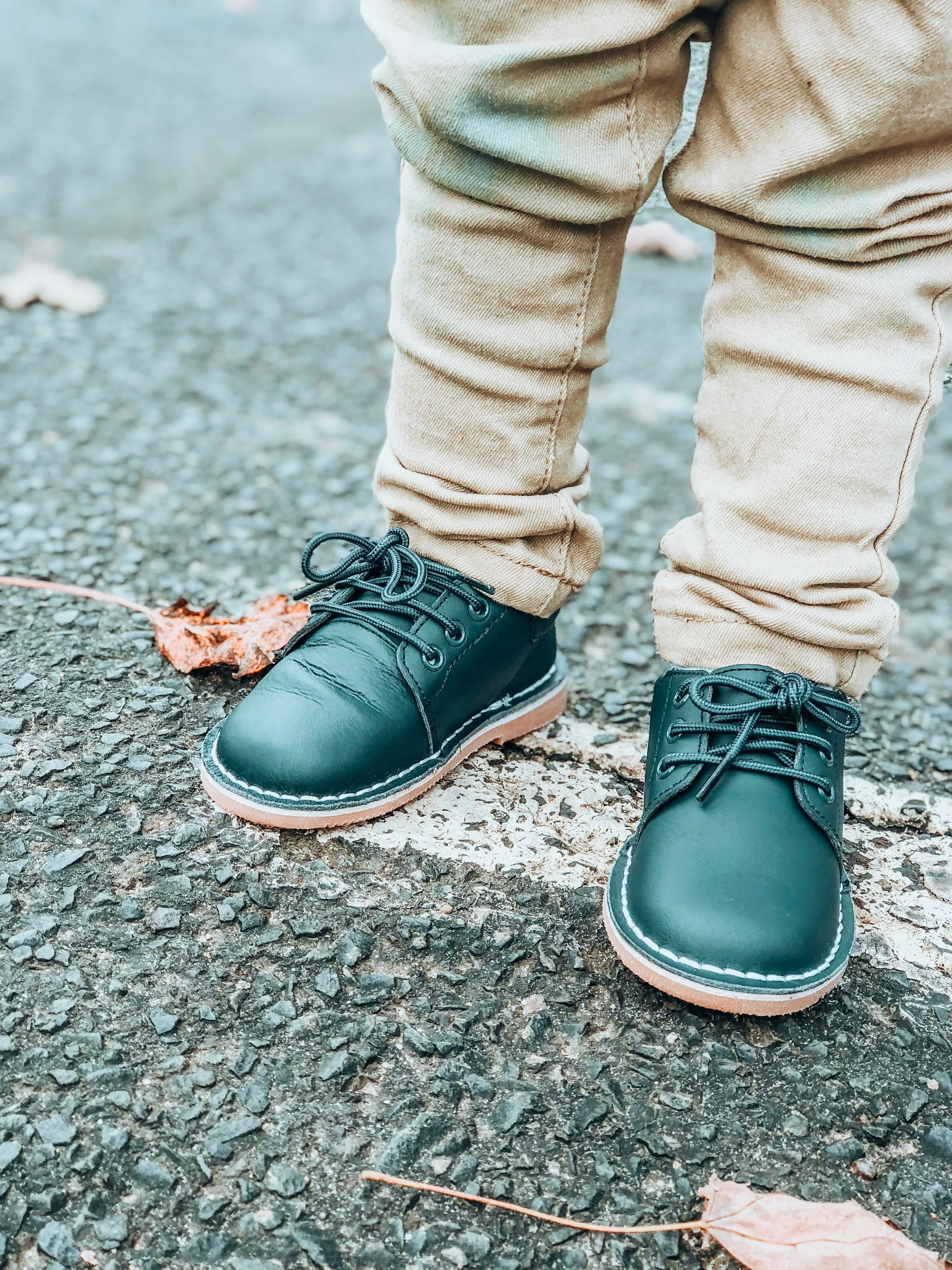 L'Amour Boys 5012 Navy Leather Lace Up Shoes