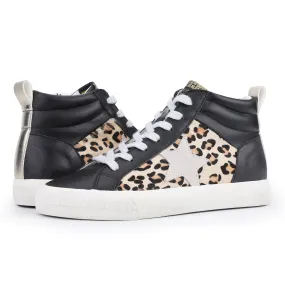 Lester Black with Leopard, Met. Gold Star High Top Vintage Havana Sneaker