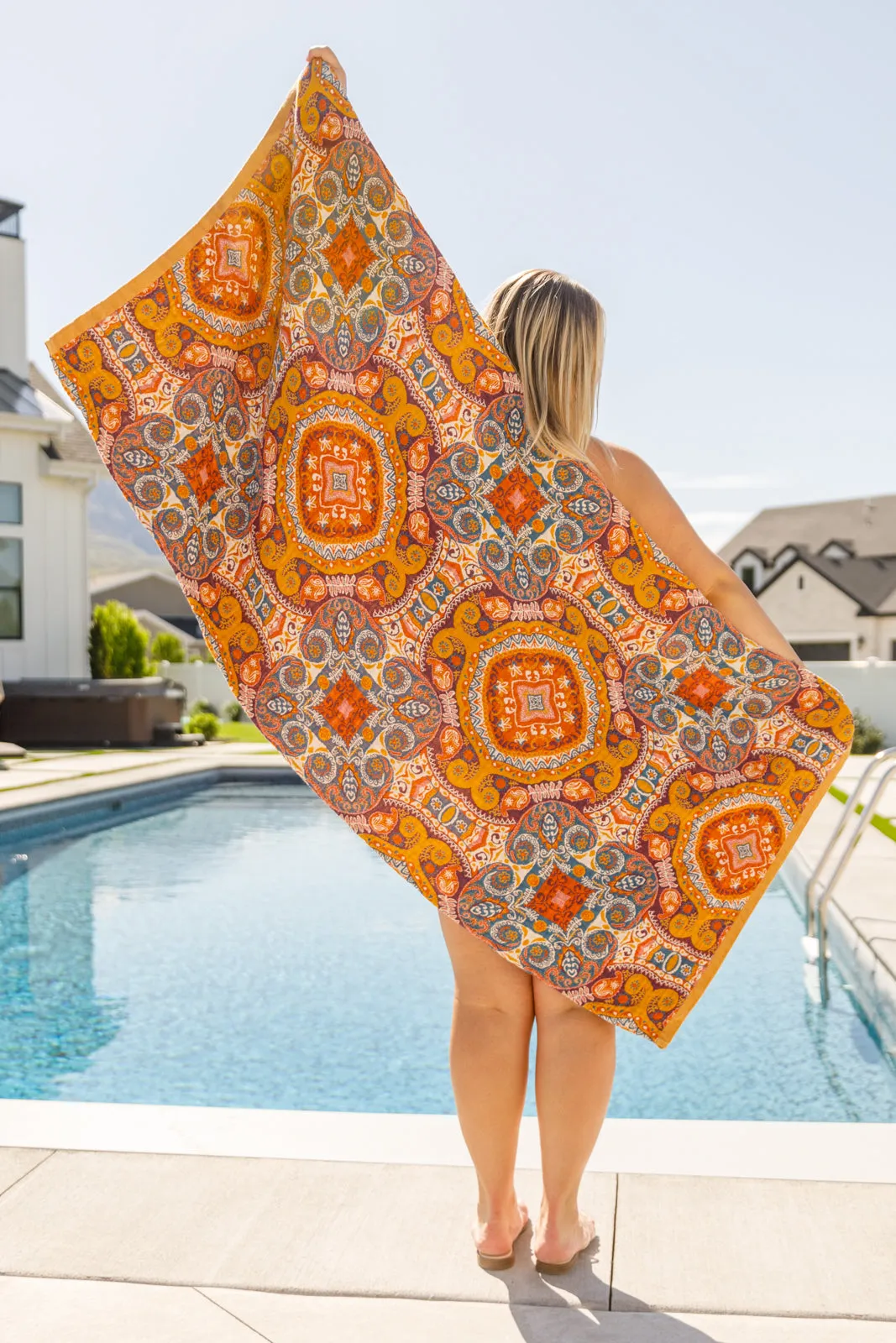 Luxury Beach Towel in Boho Medallions