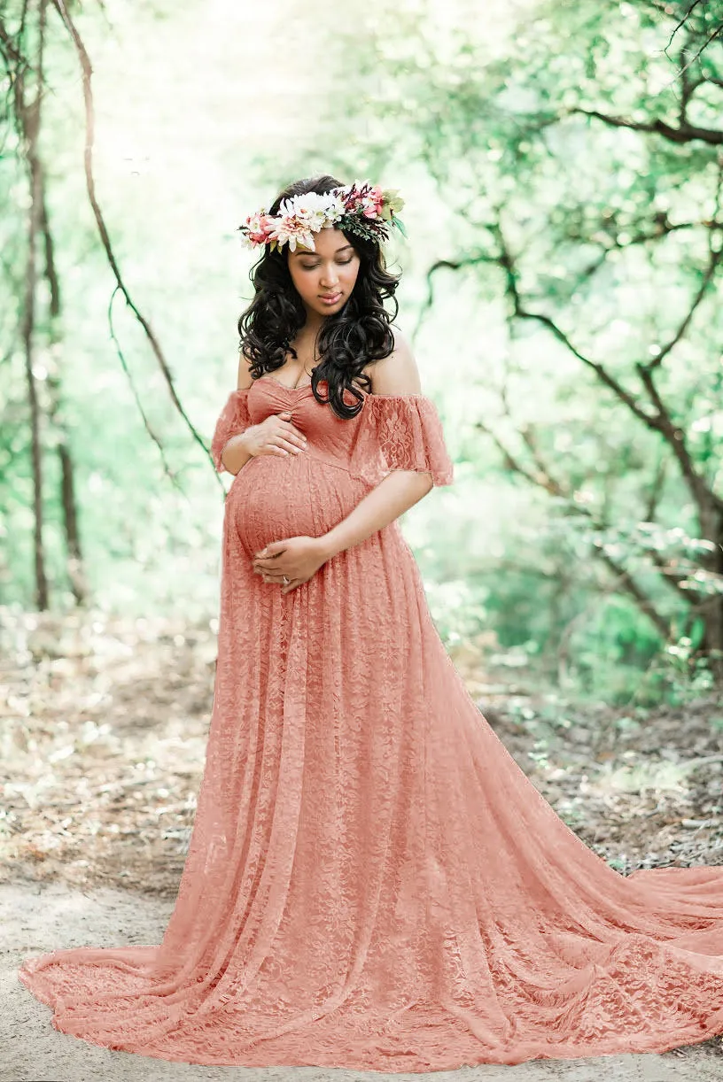 MBluxy maternity lace dress gowns