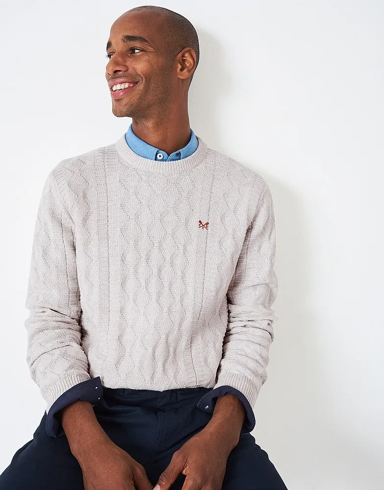 Men's Cotton Cable Crew Neck Jumper from Crew Clothing Company