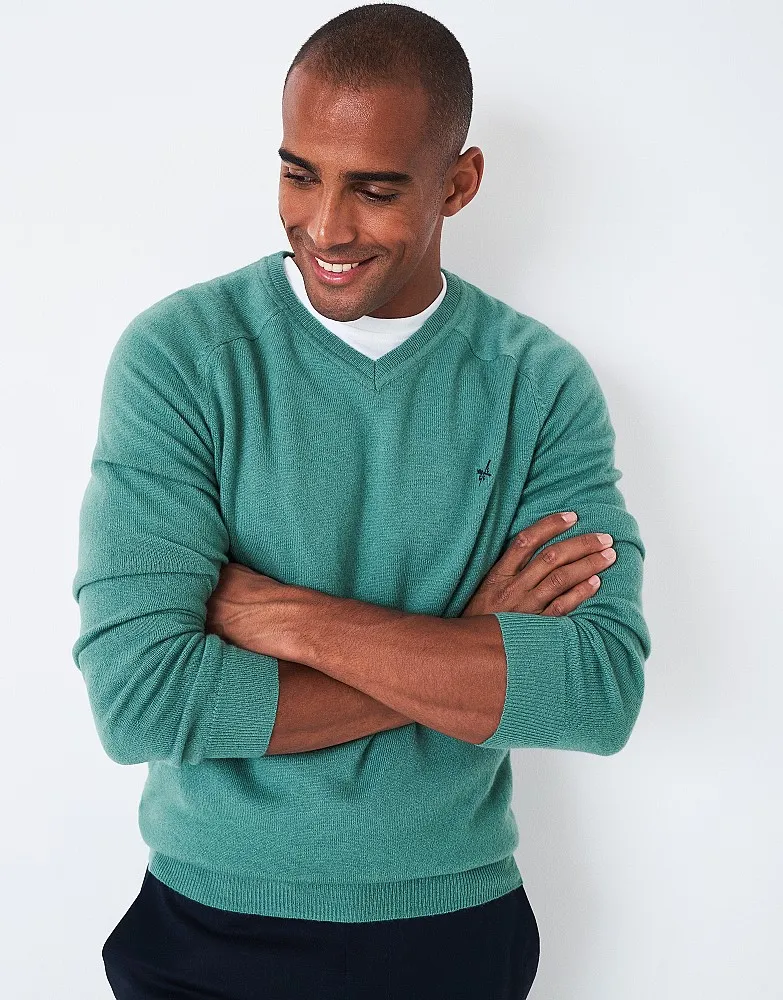 Men's Merino Cashmere V Neck Jumper from Crew Clothing Company