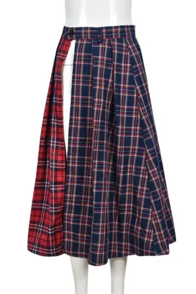 Mixed Plaid Kilt Skirt