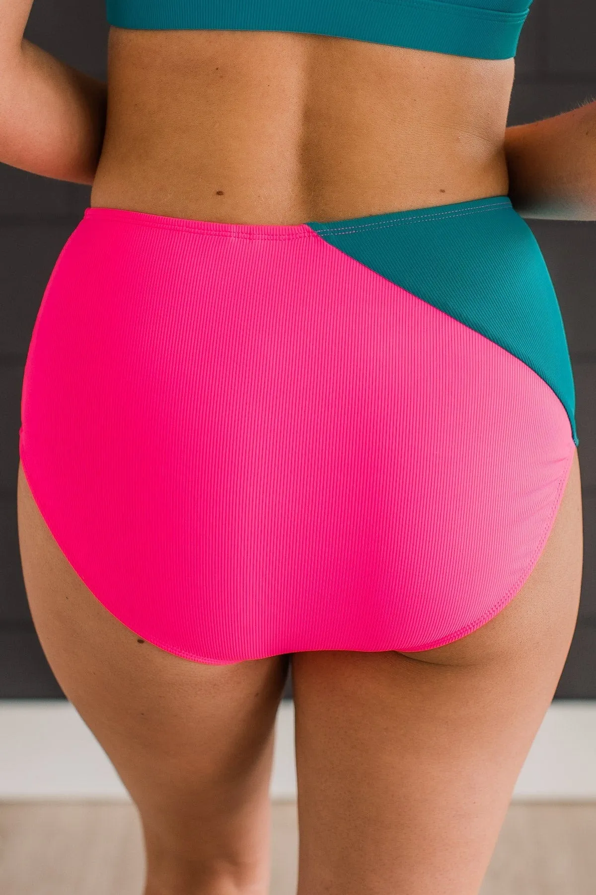 Near To Paradise Swim Bottoms- Neon Pink & Teal