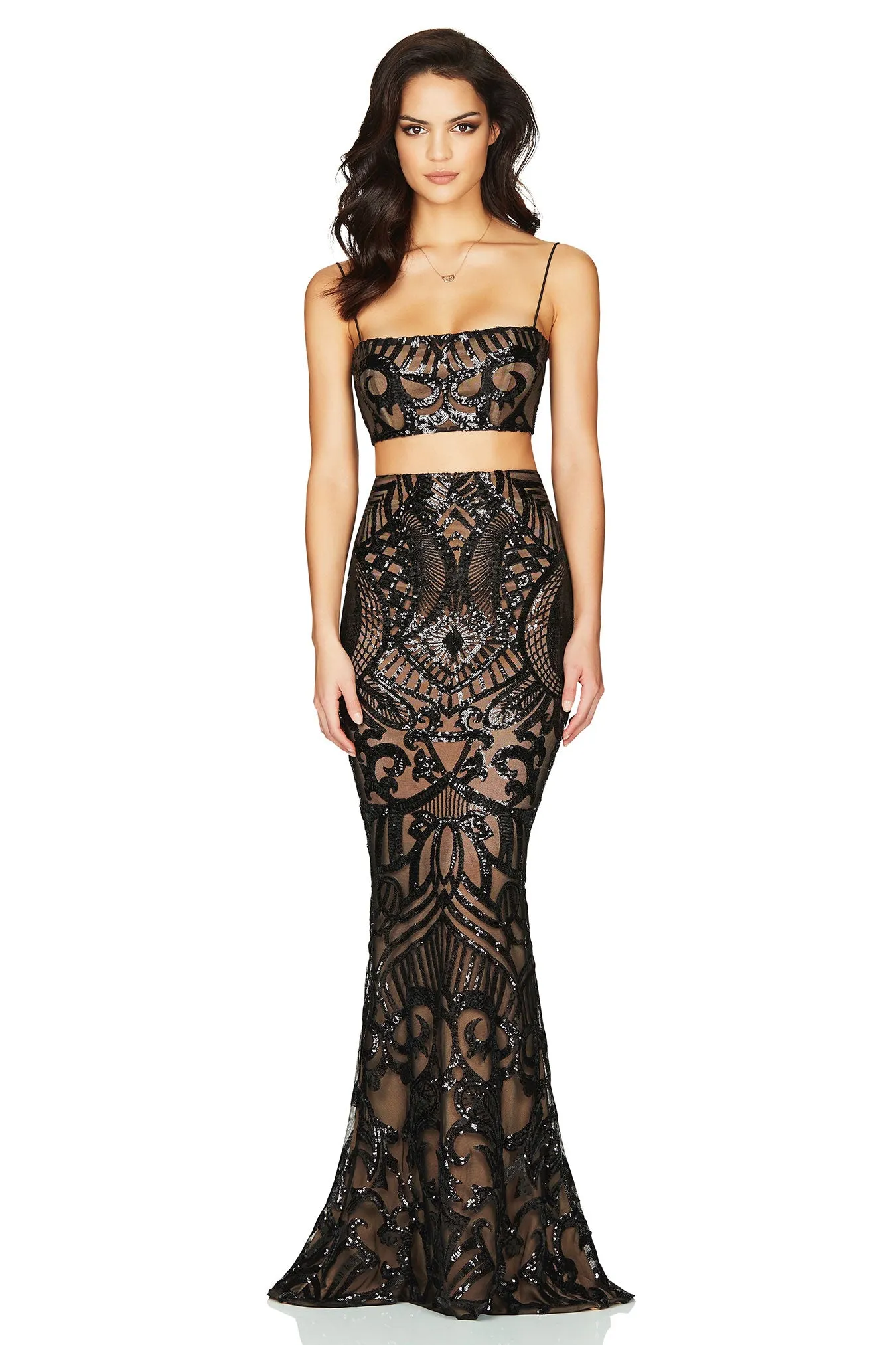 NOOKIE Mon Cherie Two Piece Gown (Black)- RRP $458