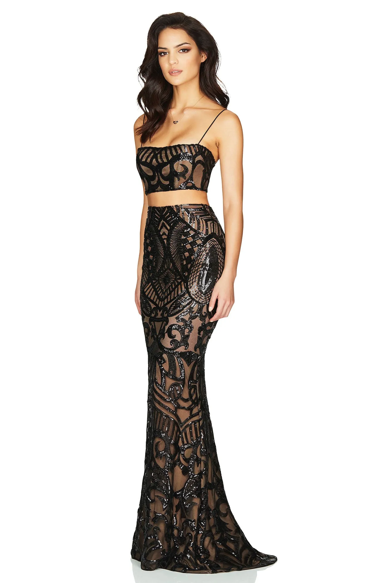 NOOKIE Mon Cherie Two Piece Gown (Black)- RRP $458