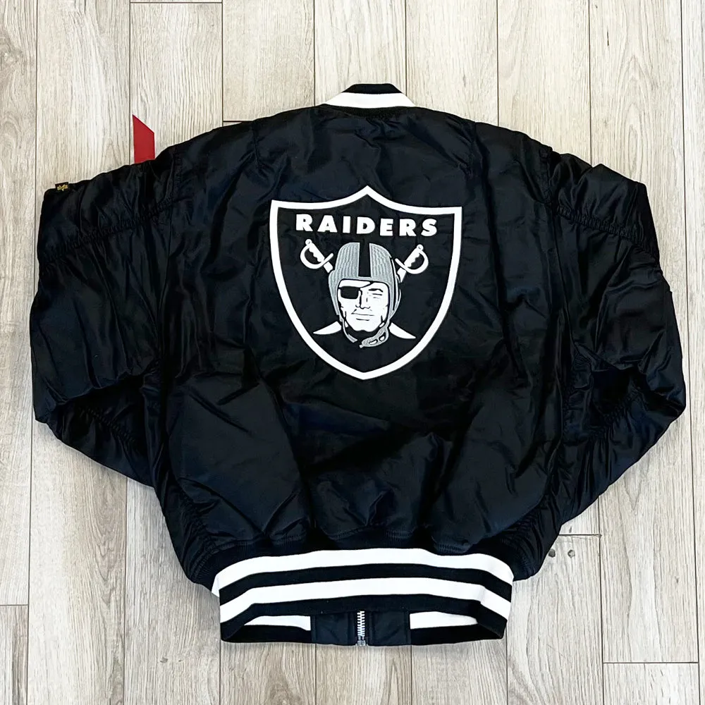 Oakland Raiders New Era Cap X Alpha Industries EXCLUSIVE Bomber Jacket (Black on Black)