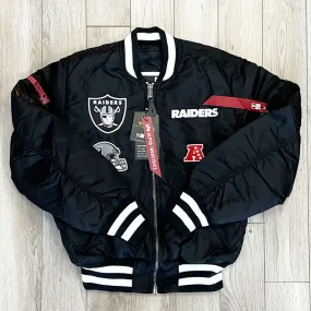 Oakland Raiders New Era Cap X Alpha Industries EXCLUSIVE Bomber Jacket (Black on Black)