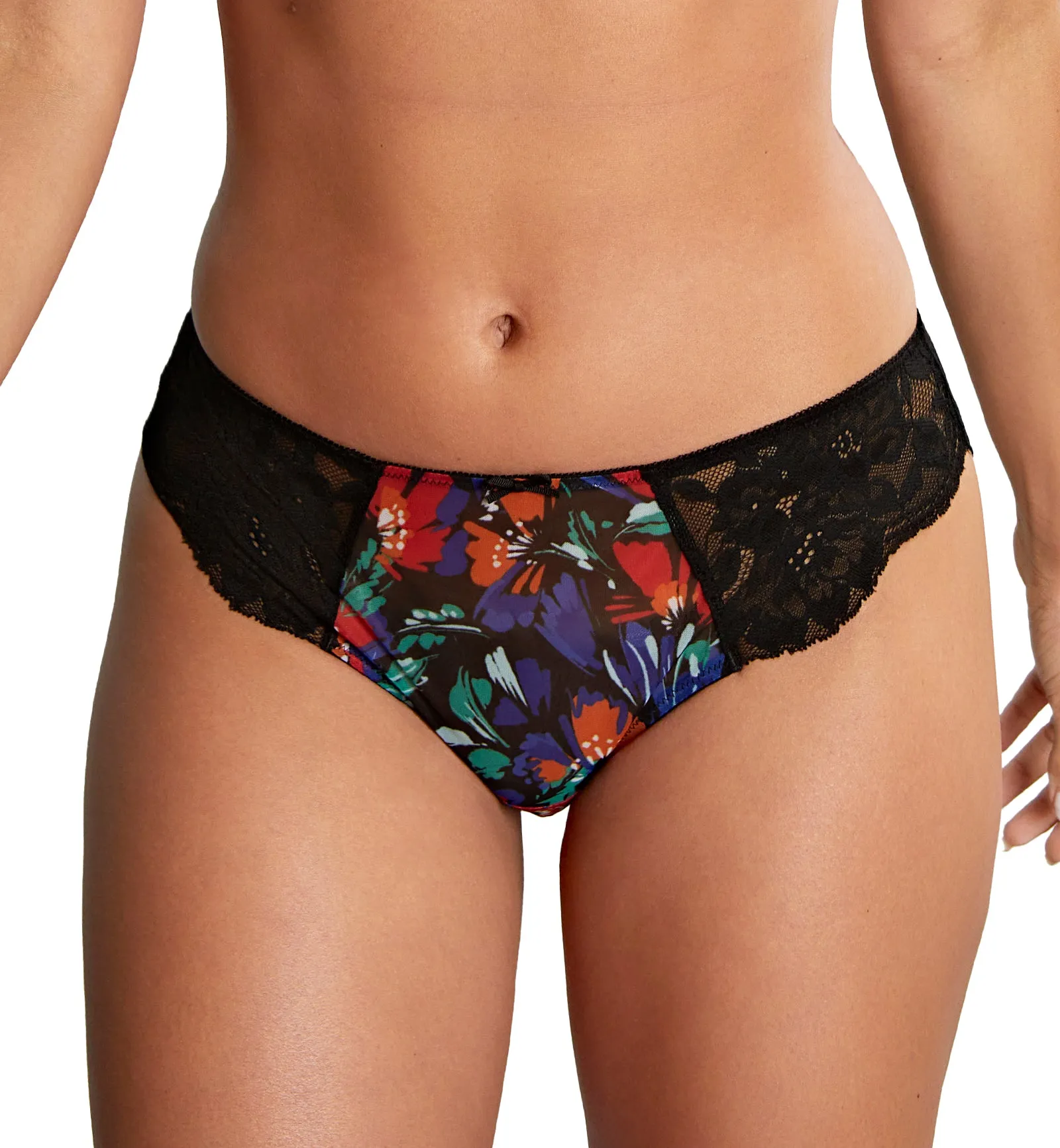 Panache Nina Brazilian Panty Brief (10942) - Black/Floral