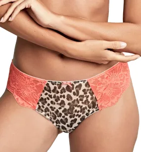 Panache Nina Brazilian Panty Brief (10942) - Leopard/Coral