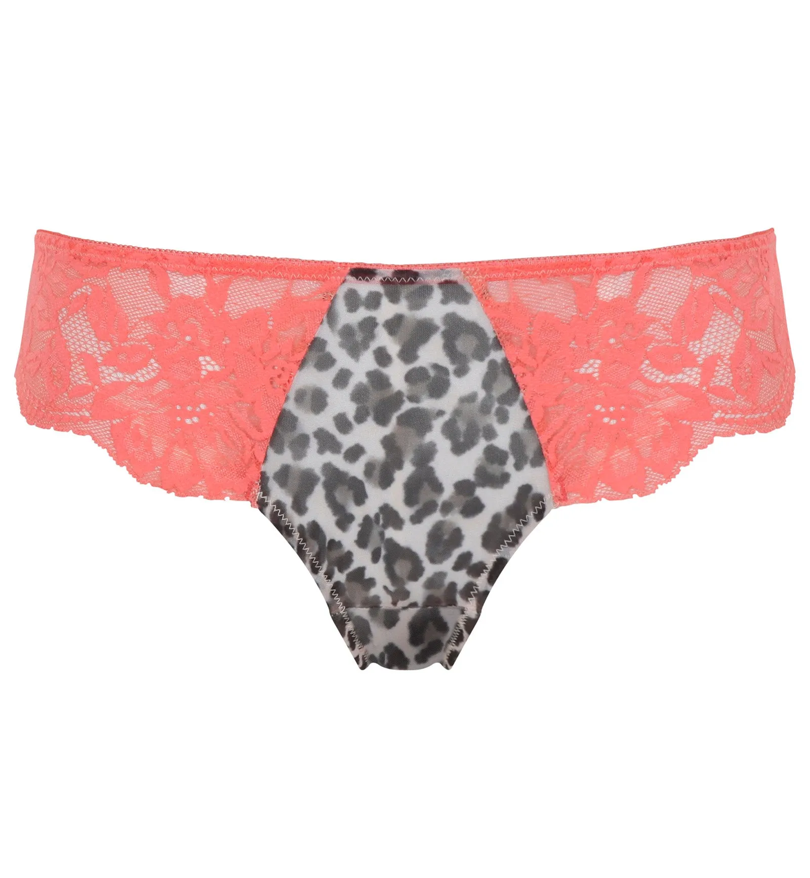 Panache Nina Brazilian Panty Brief (10942) - Leopard/Coral