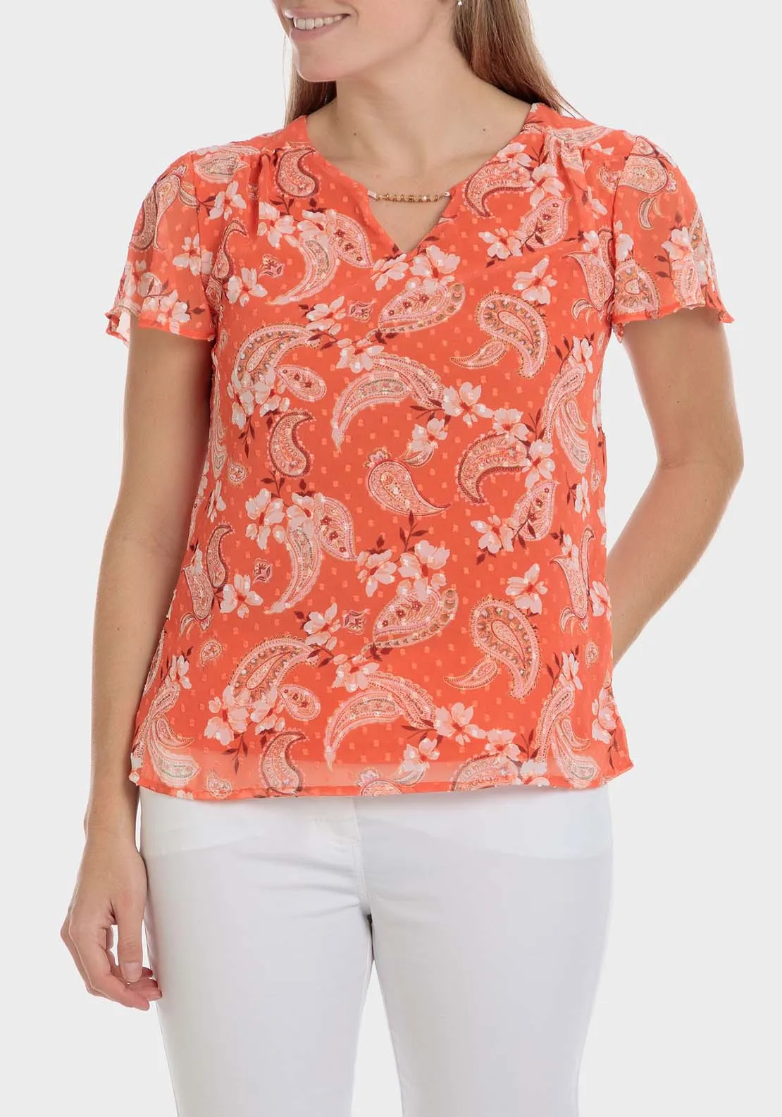 Printed Plumetti T-Shirt - Orange