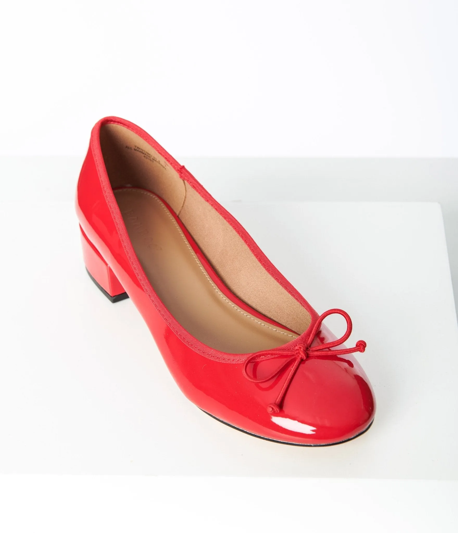 Red Patent Leatherette Ballet Kitten Heels