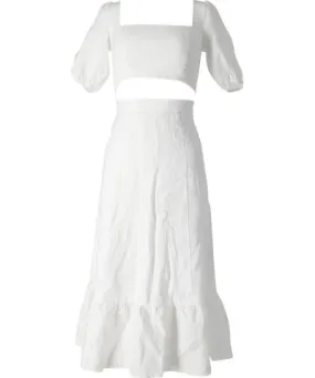 Reformation Yucca Top and Skirt Set in White Linen