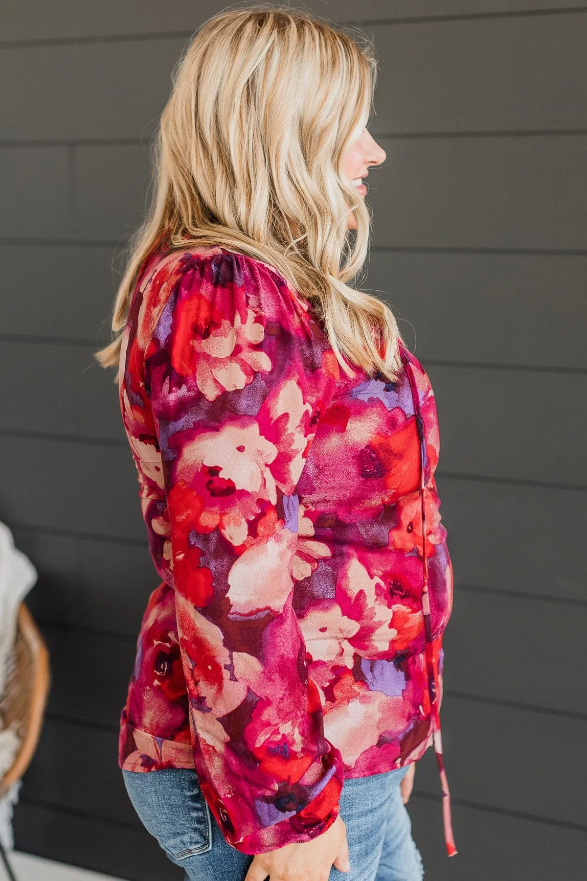 Road To Happiness Floral Blouse- Magenta