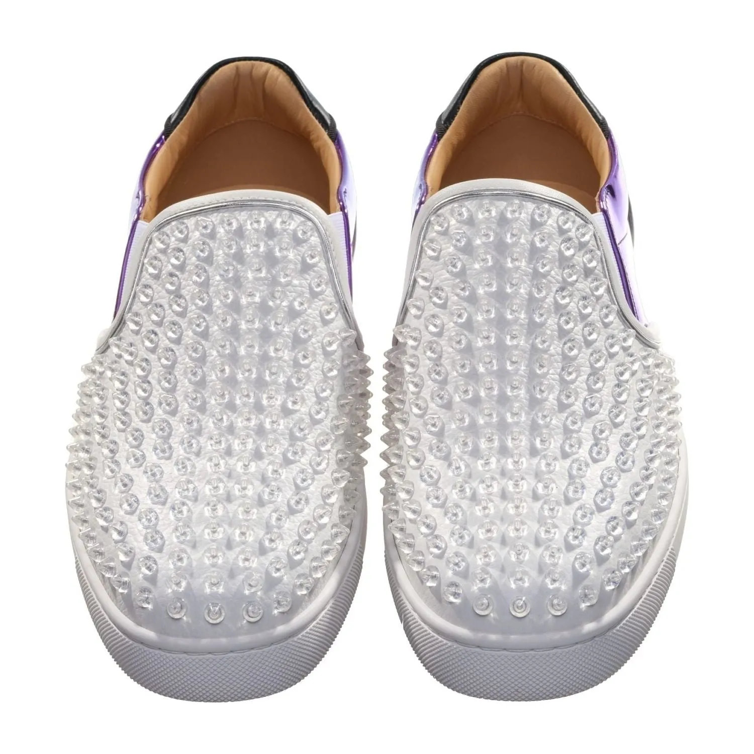 Sailor Boat Orlato Spikes Flat White Studded Slip On Shoes