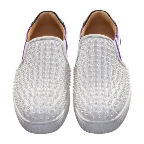 Sailor Boat Orlato Spikes Flat White Studded Slip On Shoes